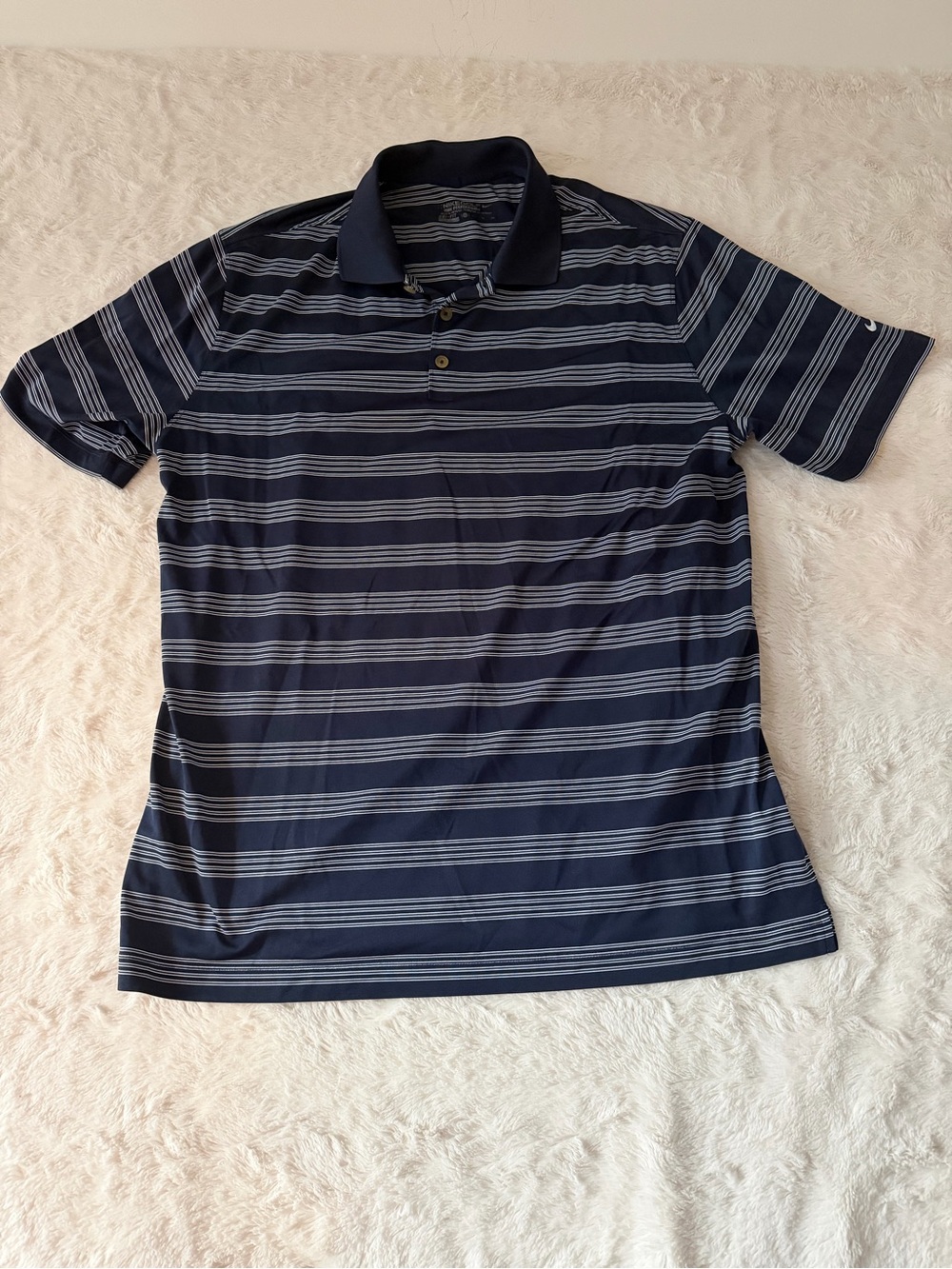 Nike Golf Mens XL Tour Performance Dri-FIT Striped Polo Shirt Navy Blue 452505⁠